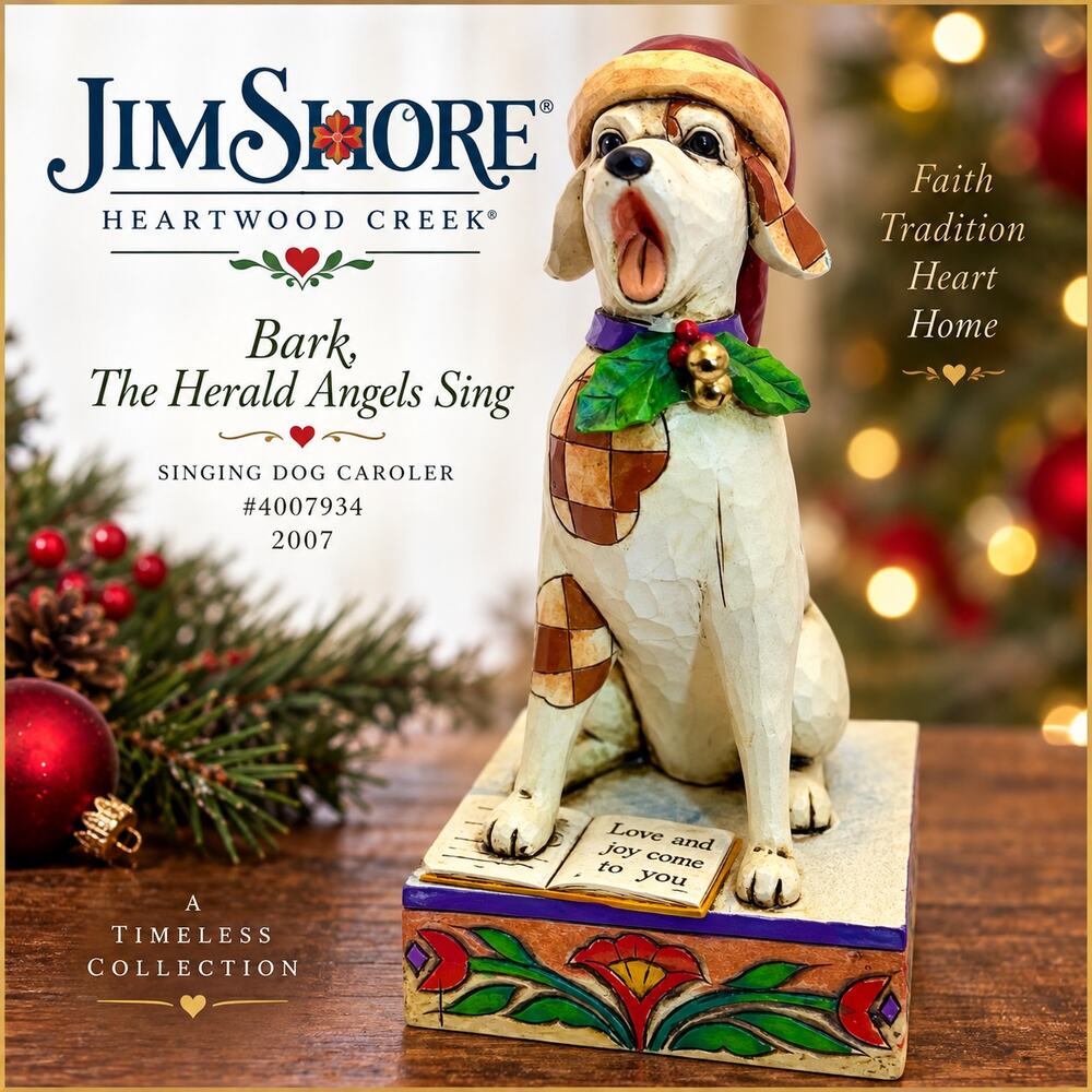 Jim Shore Bark The Herald Angels Sing Dog Caroler Christmas Figurine 4007934**